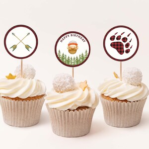Lumberjack Cupcake Toppers, Lumberjack Birthday Party Decorations ...
