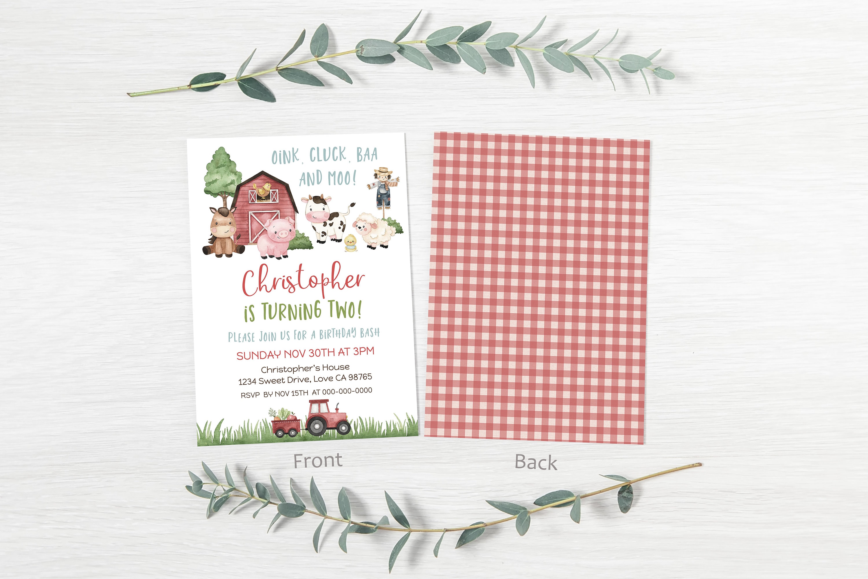 Barnyard Bash Birthday Invitation Farm Animals Party | Etsy