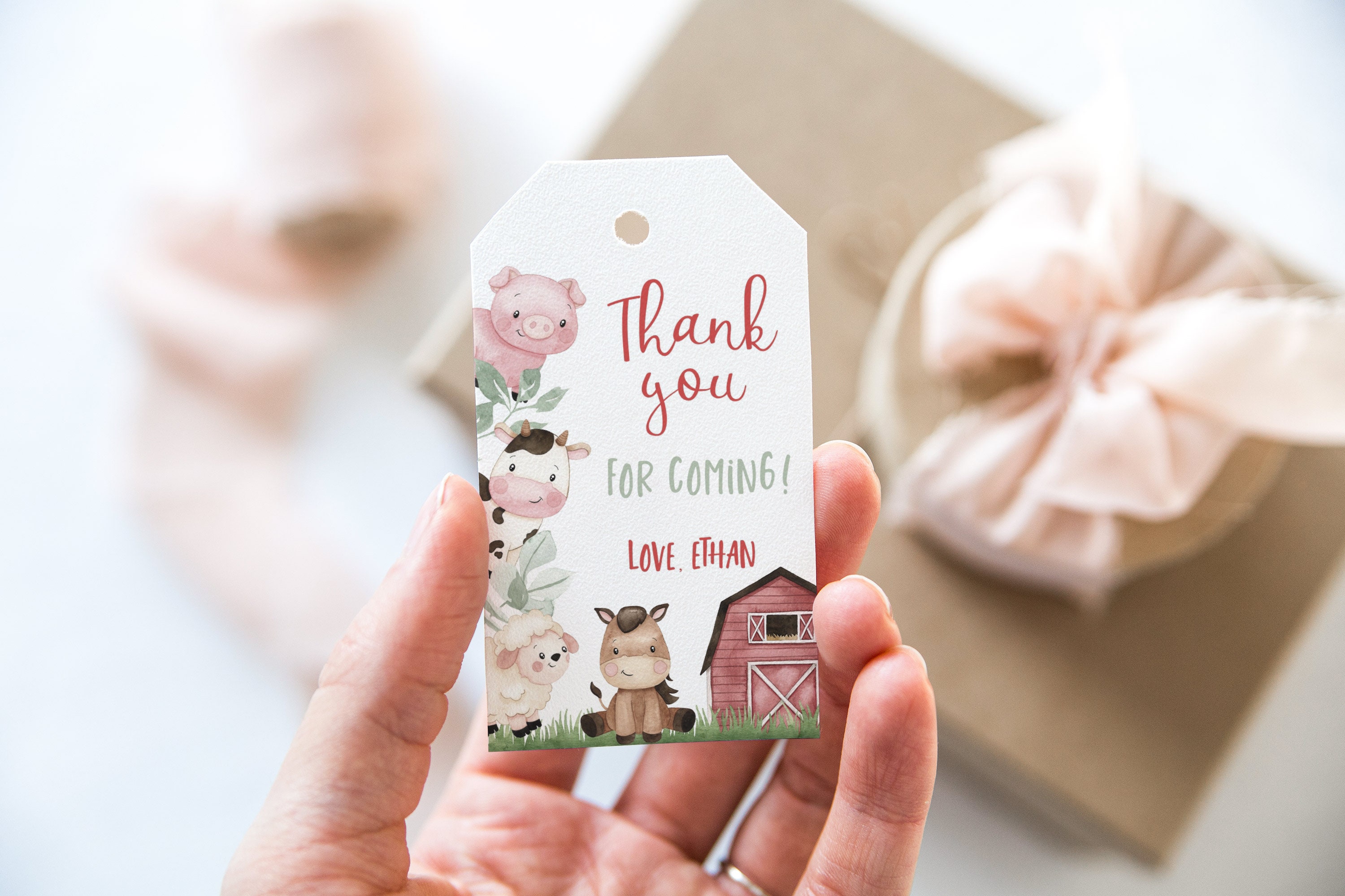 Editable Farm Thank You Tags, Farm Animals Birthday Favor Tags Boy ...