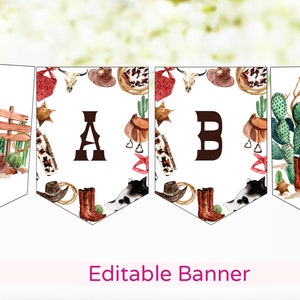 Editable Rodeo banner, Custom Cowboy Birthday Banner, Rodeo baby shower decorations, Rodeo party printable Alphabet, Custom Name banner -34A