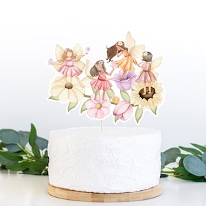 Fairy cake topper, Fairy Centerpiece, Fairy Garden theme birthday party table decor, Fairy baby shower decorations, Floral Fairy Party - 10A