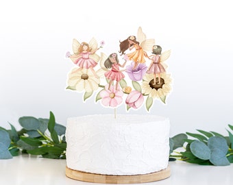 Fairy cake topper, Fairy Centerpiece, Fairy Garden theme birthday party table decor, Fairy baby shower decorations, Floral Fairy Party - 10A