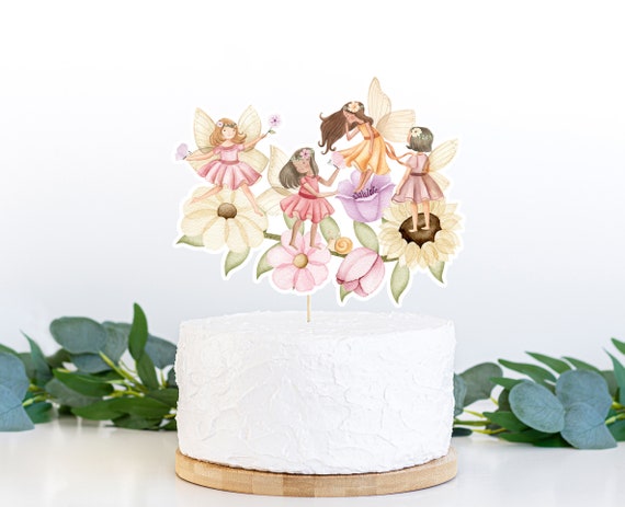 Fairy Cake Topper, Fairy Centerpiece, Fairy Garden Theme Birthday Party  Table Decor, Fairy Baby Shower Decorations, Floral Fairy Party 10A 