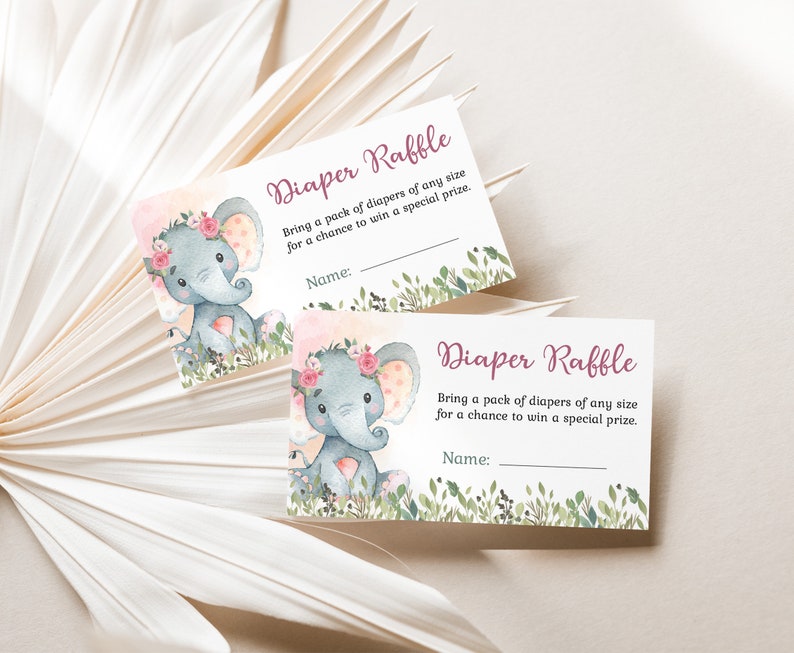 Printable Elephant Diaper Raffle Sign Card Elephant Girl | Etsy