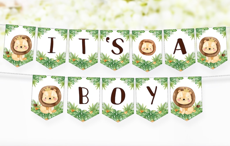 Lion It's a Boy Banner Safari Baby Shower Decor Lion - Etsy