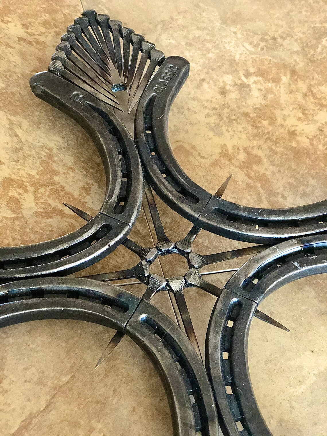 Sunburst Horseshoe and Nail Cross Etsy