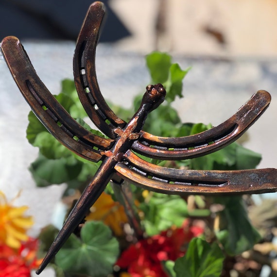 Horseshoe Dragonfly Garden Sculpture Etsy