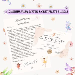 Girl&#39;s Dummy Fairy Letter & Certificate Bundle | Printable Dummy Weaning Set | Goodbye Dummy Fairy, Toddler Milestone Keepsake, Custom PDF