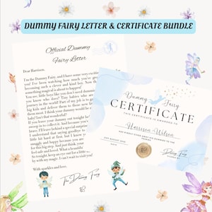 Boy&#39;s Dummy Fairy Letter & Certificate Bundle | Printable Dummy Weaning Set | Goodbye Dummy Fairy, Toddler Milestone Keepsake, Printable PDF