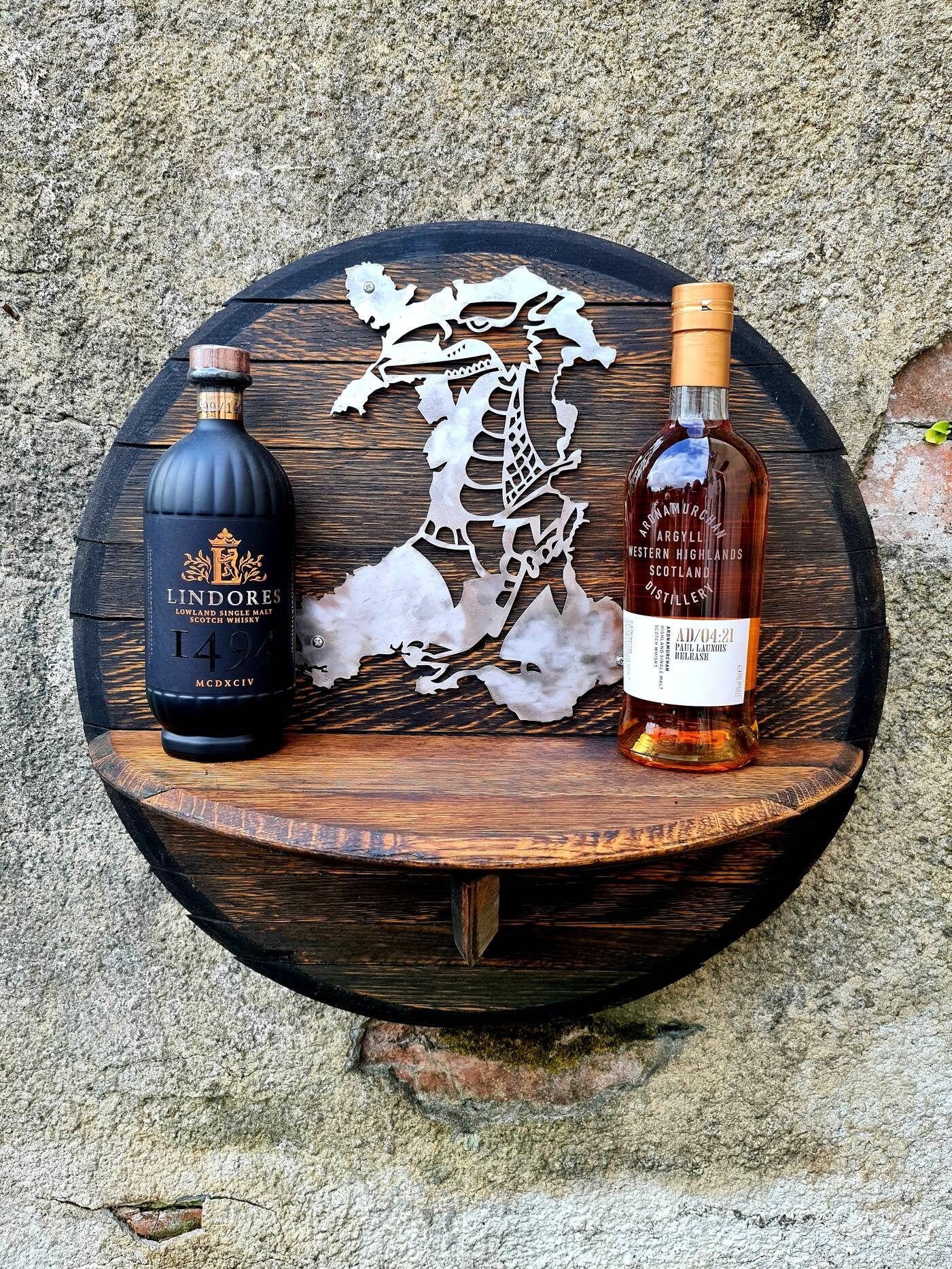 Stunning Whisky Barrel Lid Shelf With a Gorgeous Steel Welsh - Etsy UK
