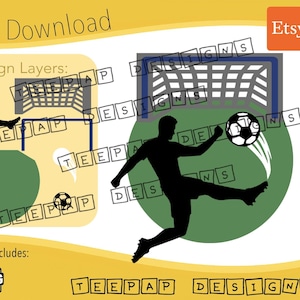 Fußball-Kuchendeckel PNG | Fußball Kuchen Dekoration | DIY Sport Cake Topper Digitale Datei für Cricut & Silhouette | Sofortiger Download zum Ausdrucken