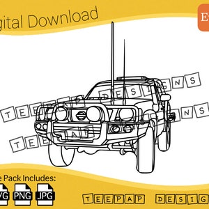 Nissan Patrol GU Ute Outline | Digital Cut File: SVG (Vector), PNG and Jpeg | Cricut Cutting Image Silhouette Outline Decal