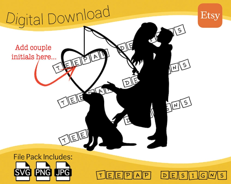 Download Wedding Cake Topper Love Heart Fishing Design Couple and ...