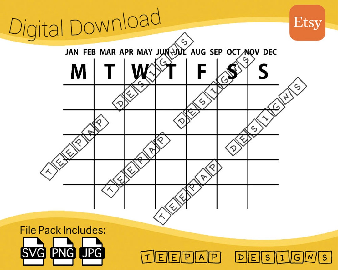 Calendar Outline Template cricut Printable Digital Cut File SVG vector