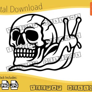 Snail Skull Shell SVG PNG / Adesivo Stencil Stile Tatuaggio Neo Traditional / Adesivo Stampabile Teschio Insetto per Cricut e Silhouette / Scarica