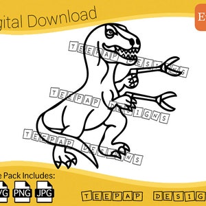 Dinossauro TRex imparável - Design engraçado | Arquivo de corte digital: SVG (vetor), PNG, JPG | Silhueta de contorno de adesivo de vinil para impressão Cricut