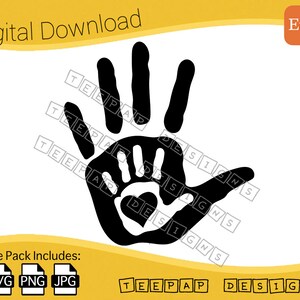 Padre e hijo huella de mano Amor Corazón Diseño / Archivo de corte digital: SVG (vector), PNG, JPG / imprimible Cricut Corte Silueta De silueta
