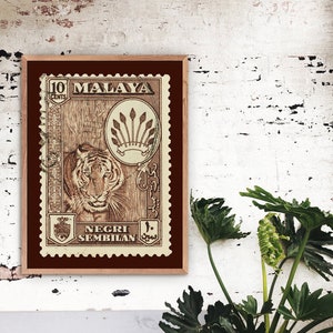 Tiger Briefmarken Fotografie Fine Art Print Vintage Poster, Philatelie Porto, Wandbehänge, Wohnkultur Geschenk
