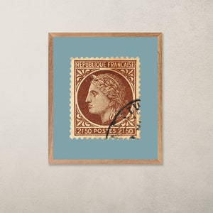 Póster vintage con impresión de bellas artes de Blue France Stamp, franqueo de filatelia, ideas para regalos, tapices enmarcados, decoración del hogar