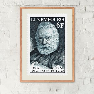 Victor Hugo ,Luxemburg Stempel, Philatelie, Vintage Plakat, Geschenkidee, Wand Kunst Dekor