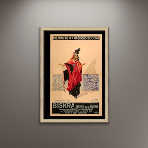 Biskra Poster, Giclee Print Kunst Roger Irriera Poster gerahmt Leinwand, Une Ouled Nail, Tunesien Poster, Vintage Poster, Werbeplakat