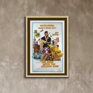 Der Mann mit dem goldenen Colt 1974 James Bond 007 Filmposter gerahmt Leinwanddruck, Popkultur, Vintage Plakat, Filmplakat, Werbeplakat