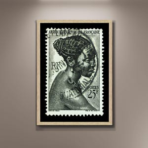 Impresión en lienzo enmarcada con sellos de África Ecuatorial Francesa, póster de sellos africanos antiguos, póster de viajes africanos