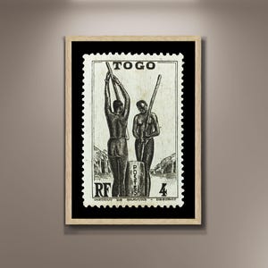 Póster con imagen enmarcada de sello postal africano de Togo francés, franqueo de África, decoración de pared con imagen de Togo