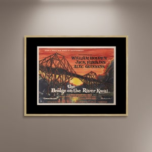 Póster de cine El puente sobre el río Kwai, impresión en lienzo enmarcado, póster vintage de película, póster de película, póster publicitario, pósteres de arte mural
