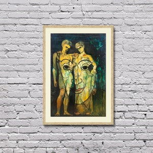 Adam und Eva Kunstwerk Poster gerahmt Leinwanddruck, Francis Picabia, Vintage Plakat, klassische Moderne Plakate, Kunstmalereien, Geschenk Leinwand