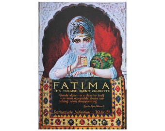 Fatima Cigarettes Vintage Ad Print, Turkish Blend, Wall Art