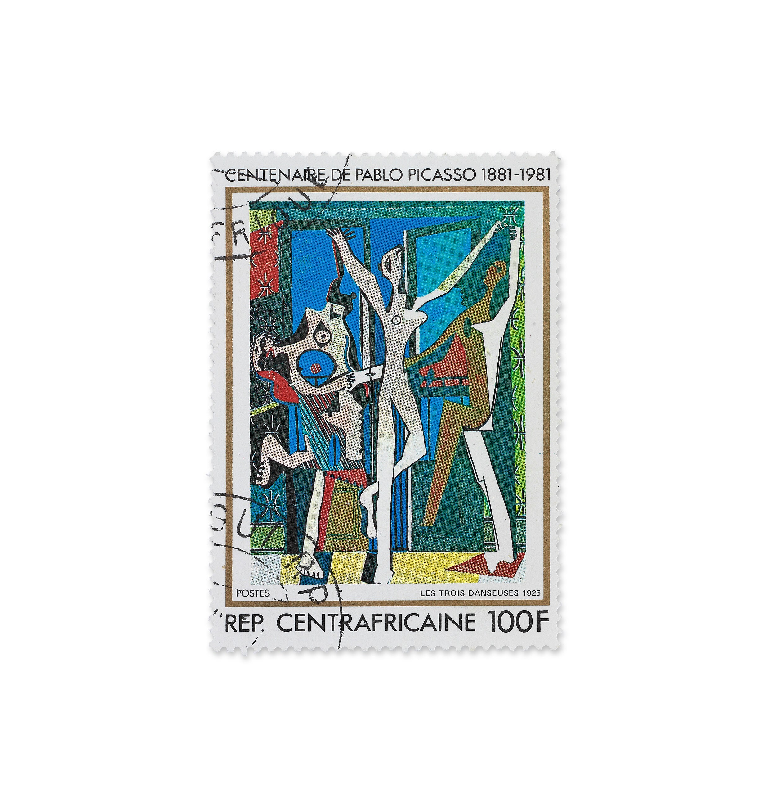 ピカソ「三人の踊り子」切手アートポスター：ヴィンテージトラベル