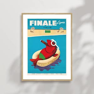Finale Ligure Italia Vintage Reiseplakat Druck Gerahmte Leinwand, Mario Puppo, Vintage Tourismus Plakat, Werbeplakat Wandkunst dekor