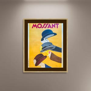 Mossant Hats Französisches Poster Druck Gerahmte Leinwand, Leonetto Cappiello, Französisches Art Deco, Werbeplakat, Geschenkleinen Wandkunst