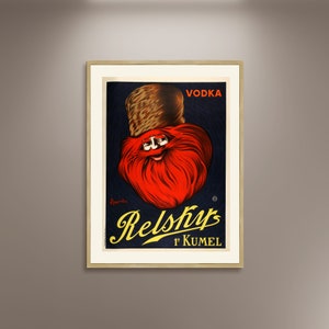 Relsky's Vodka Poster Druck gerahmte Leinwand, Alkohol Werbeplakat, französisches Plakat, Vintage Trinkplakat, Geschenk Leinwand, Wandkunst