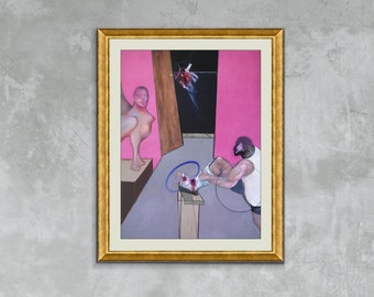 Francis Bacon, Oedipus and the Sphinx after Ingres Poster Exclusive Framed Canvas Print ,Bacon painting, Vintage Poster, Artwork, canvas art