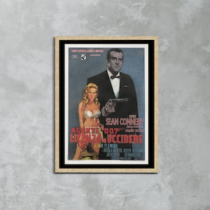 Póster de la película James Bond 007 Licencia para matar, impresión en lienzo enmarcada, gráfico de cultura pop, póster vintage, póster de película, póster publicitario, regalos