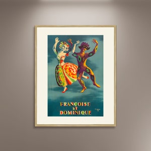 Francoise und Dominique Poster Druck Gerahmte Leinwand, Francoise Ganeau, Französisches Plakat, Vintage Plakat, Werbeplakat, Kunst Wanddekor