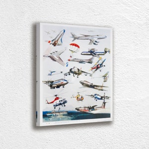 Vintage Chinese Aircraft Poster: Aviation Art Print on Canvas