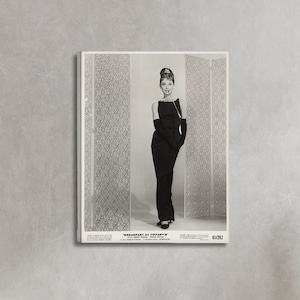 Póster impreso en lienzo con foto en blanco y negro de Audrey Hepburn, Desayuno con diamantes (1961), póster vintage, póster publicitario