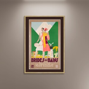 Brides les Bains Vintage Reise Poster Druck Gerahmte Leinwand, Leon Benigni Kunstdrucke und Poster, Werbeplakat, Geschenk Leinwand