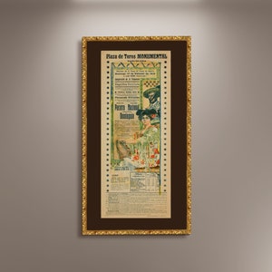 Vintage Plaza de Toro Barcelona Poster: Spanish Matador Fine Art Print