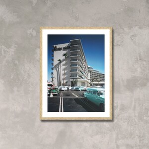 Impressão em tela emoldurada com pôster fotográfico vintage de Beverly Hilton, fotos de Los Angeles, Hotel Beverly Hills, pôster vintage, tela de cidade velha