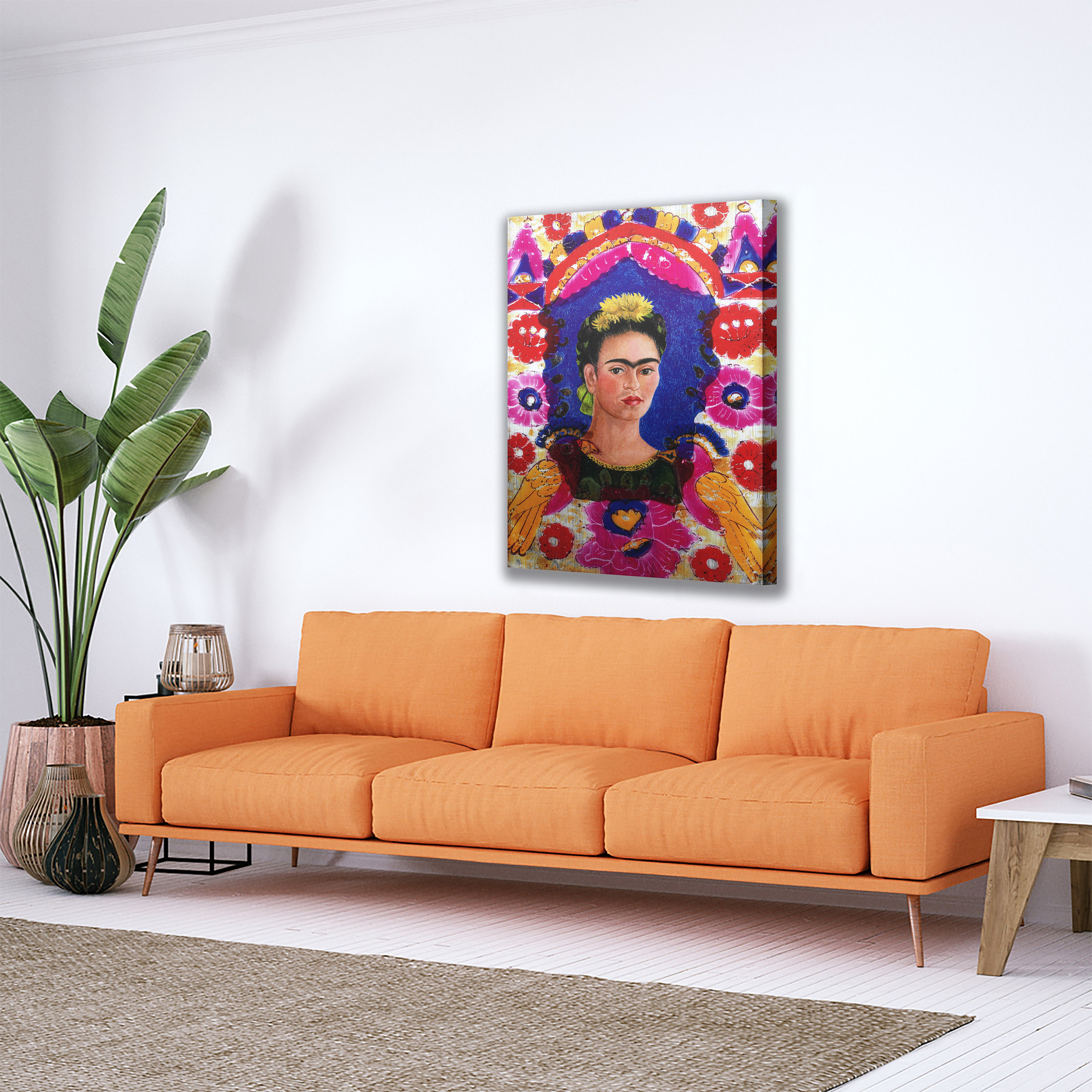 Frida Kahlo Self Portrait With Flowers: Giclée Canvas Art Print - Etsy