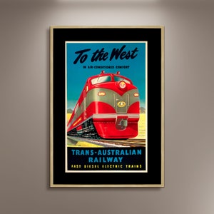 The Old Ghan Erbs Eisenbahn Plakat Druck gerahmte Leinwand, Reiseplakat, Werbeplakat, australische Eisenbahn, Tourismus Plakat Wandkunst