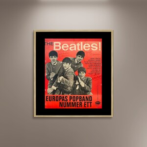 The Beatles signiertes Konzerttourneeplakat gerahmte Leinwanddruck, Schweden 1963 Druck Plakat, Vintage Plakat, Werbeplakat, Metallplakat