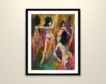 Lámina artística abstracta de bailarinas del vientre – Expresionismo estilo Leroy Neiman