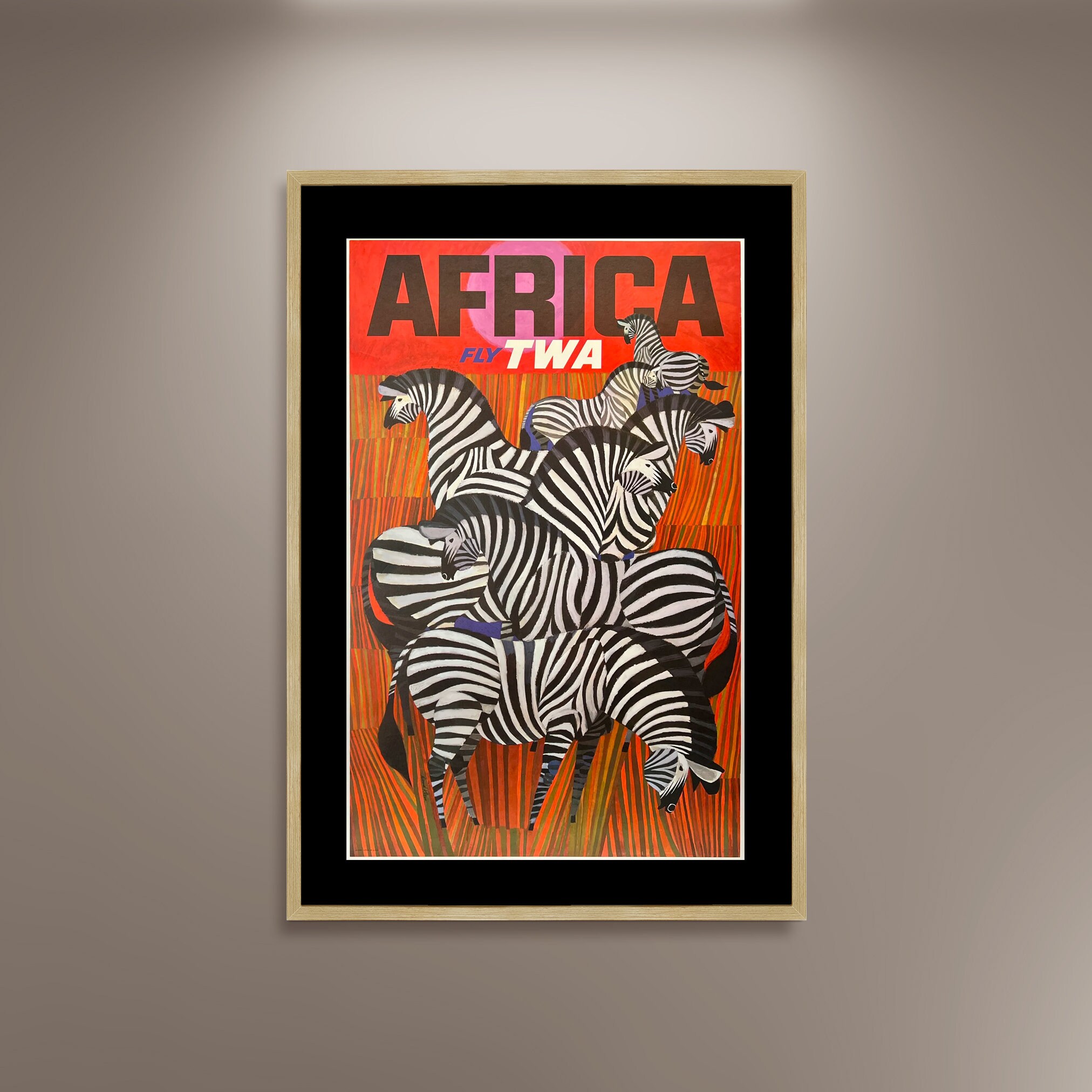 Africa Fly TWA Poster, Vintage Zebra Travel Art Print - Etsy