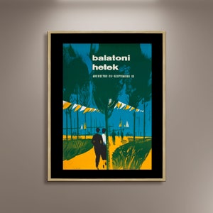 Lago Balaton, Balatoni Hetek 1959 Poster di viaggio ungherese Stampa tela incorniciata, Poster Ernie Sandor, Poster pubblicitario, Poster turistico