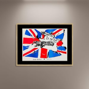 Póster de la canción Anarchy in the UK de Sex Pistols, lienzo enmarcado, póster británico, póster punk, póster de canción, póster vintage, lienzo de regalo